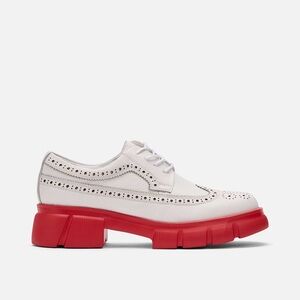 Marc Nolan Women's Ms. Alexander White/Red Leather Lug Wingtip Derby